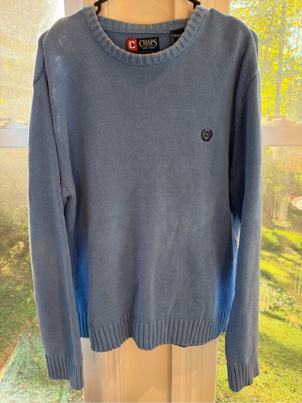 Chaps Ralph Lauren Men's Light Blue Crewneck Sweater